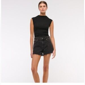 Abercrombie & Fitch 90’s Relaxed High Rise Cut Off Black Shorts Curve Love 34/18